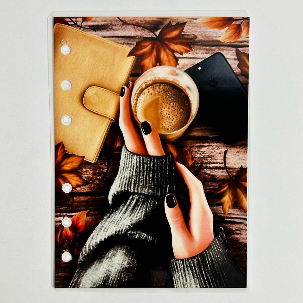 A6 - Fall Theme Picture Agenda Divider Dashboard (Girl Planning/ Sipping coffee)